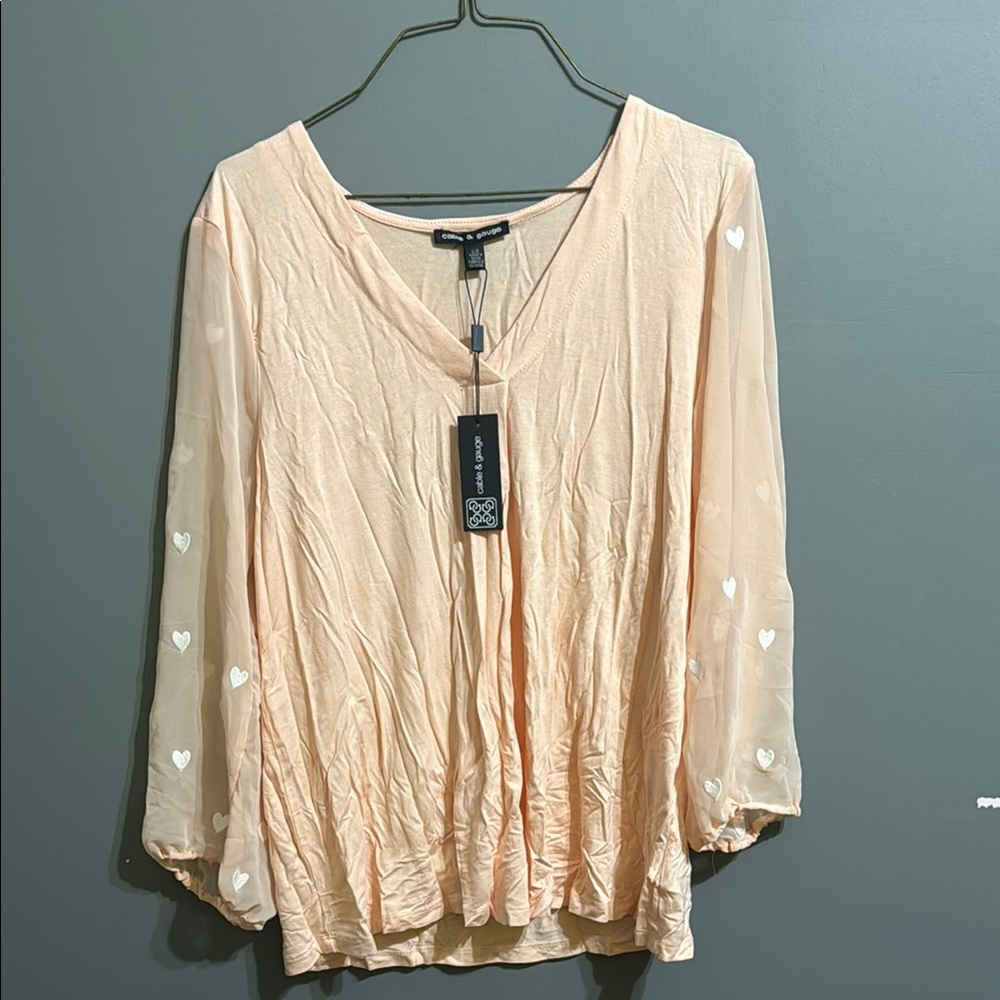 Cable & Gauge Cream Relaxed Ruched Blouse